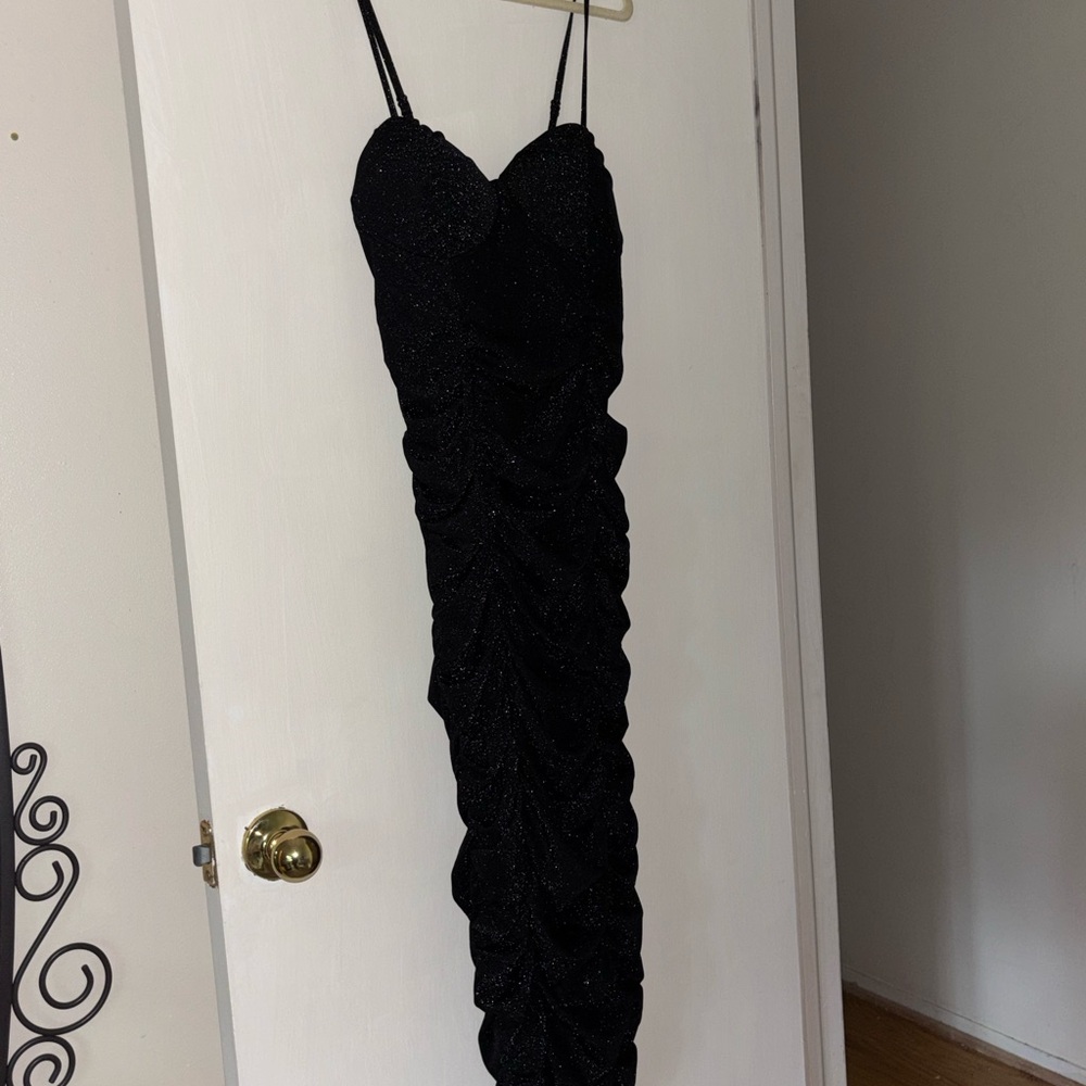 Black Ruched Evening Dress